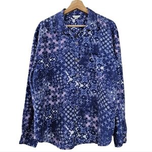 Garnet Hill 100% Silk Womens Button Down Shirt Blouse